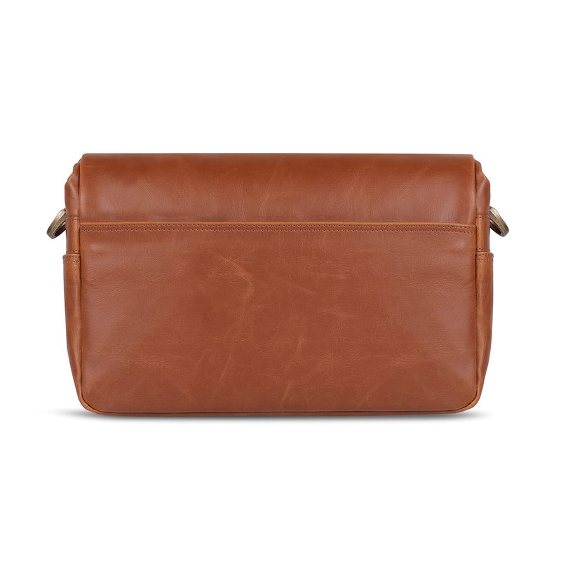 MegaGear MG1525 Leather Camera Messenger Bag for Mirrorless, Instant and DSLR Cameras - Light Brown, Compact,LightBrown - Image 5